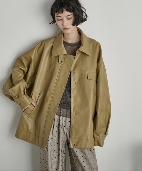 ANDREA &Co AUBREY フェイクレザーオーバージャケット ANDREA &Co AUBREY フェイクレザーオーバージャケット