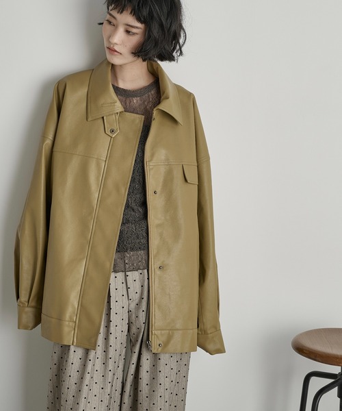 CREDONA フェイクレザーオーバージャケット CREDONA フェイクレザーオーバージャケット CREDONA フェイク