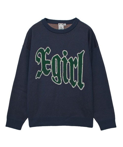 SCRATCHED LOGO JACQUARD KNIT TOP（ニット/セーター）｜X-girl