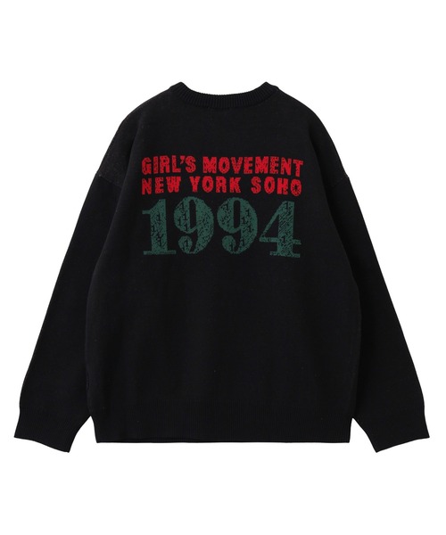 SCRATCHED LOGO JACQUARD KNIT TOP（ニット/セーター）｜X-girl