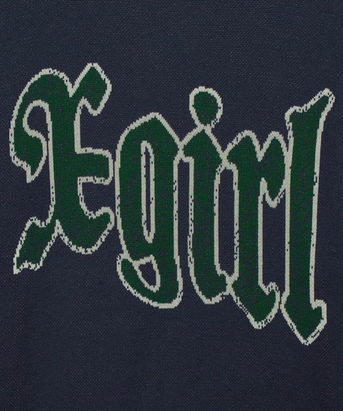 X-girl（エックスガール）の「SCRATCHED LOGO JACQUARD KNIT TOP（ニット/セーター・レディース・ネイビー/ブラック/オリーブ・ONE SIZE）」の8枚目の写真