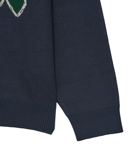 X-girl（エックスガール）の「SCRATCHED LOGO JACQUARD KNIT TOP（ニット/セーター・レディース・ネイビー/ブラック/オリーブ・ONE SIZE）」の10枚目の写真