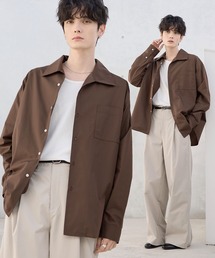 ASTRONOMY（アストロノミー）の「【セットアップ 3点セット】綿タッチ長袖オープンカラーシャツ+UネックTシャツ+ライトツイルスラックス（セットアップ）」