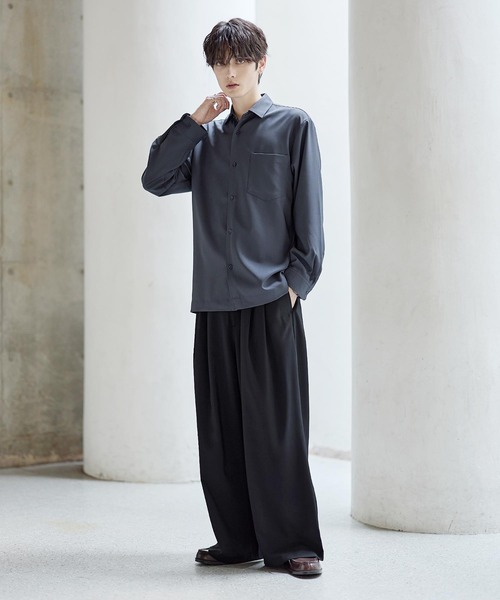 セール】【セットアップ 3点セット】防シワリラクシングワイド長袖