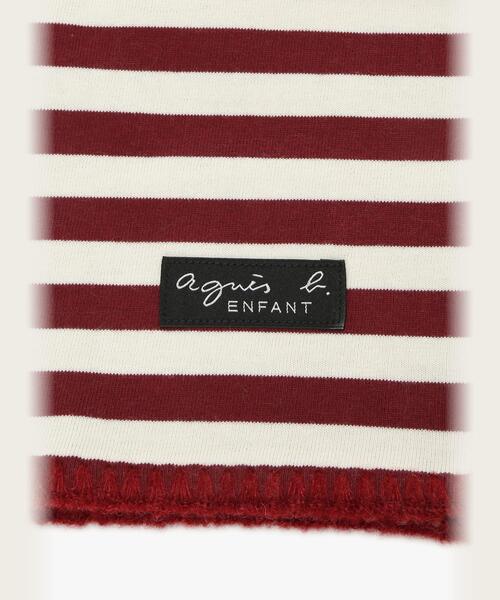 agnes b.（アニエスベー）の「細ボーダー コットン ベビー ケット（おくるみ・キッズ・ベージュ・FREE）」の4枚目の写真