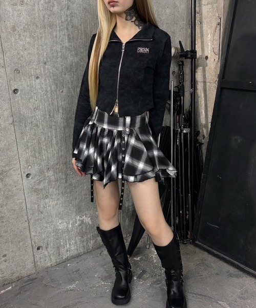 Figments（フィグメンツ）の「メタルバッジZIP UP長袖トップ（Tシャツ/カットソー・レディース・ブラック/チャコールグレー・FREE）」の8枚目の写真