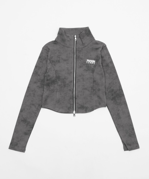 Figments（フィグメンツ）の「メタルバッジZIP UP長袖トップ（Tシャツ/カットソー・レディース・ブラック/チャコールグレー・FREE）」の11枚目の写真