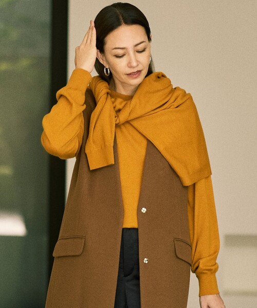 自由区(ジユウク)の「ファインウールカシミヤクルーネック ニット(ニット/セーター・レディース・ライトグレー系7/イエロー系/ワイン系/黄土色系7・44)」の3枚目の写真