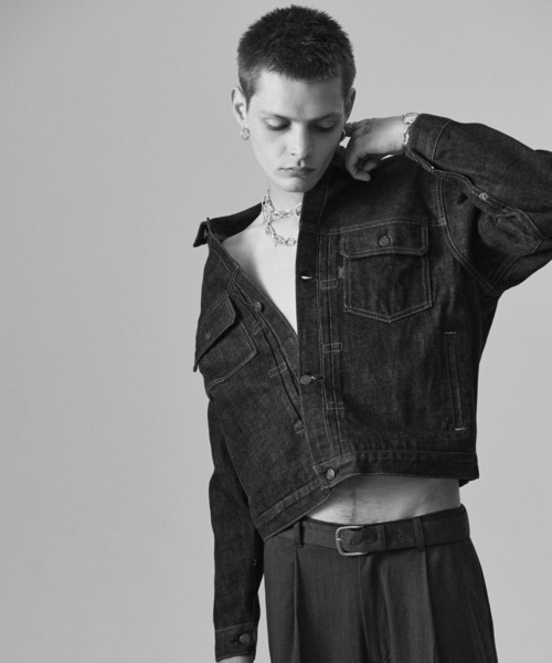 glamb（グラム）の「Blue Noise Denim Jacket / ブルーノイズデニムジャケット（デニムジャケット・メンズ・インディゴブルー/ストライプ・S/M/L）」の8枚目の写真