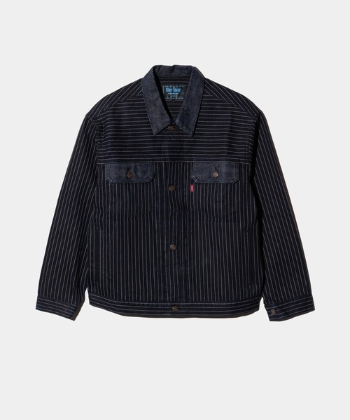 glamb（グラム）の「Blue Noise Denim Jacket / ブルーノイズデニムジャケット（デニムジャケット・メンズ・インディゴブルー/ストライプ・S/M/L）」の4枚目の写真