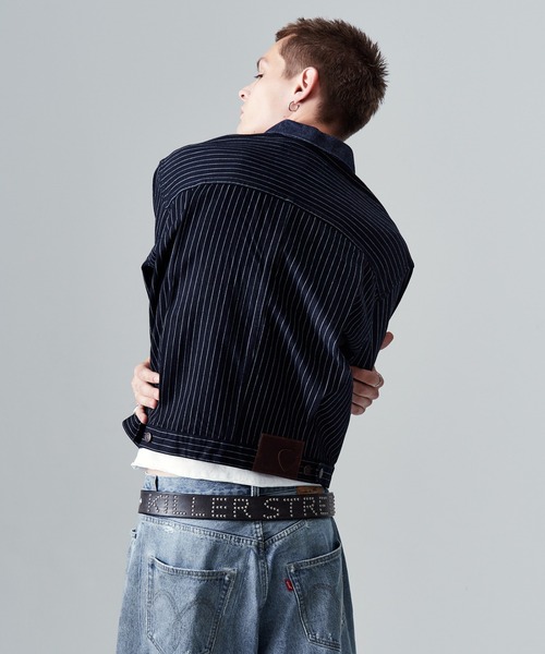 glamb（グラム）の「Blue Noise Denim Jacket / ブルーノイズデニムジャケット（デニムジャケット・メンズ・インディゴブルー/ストライプ・S/M/L）」の16枚目の写真