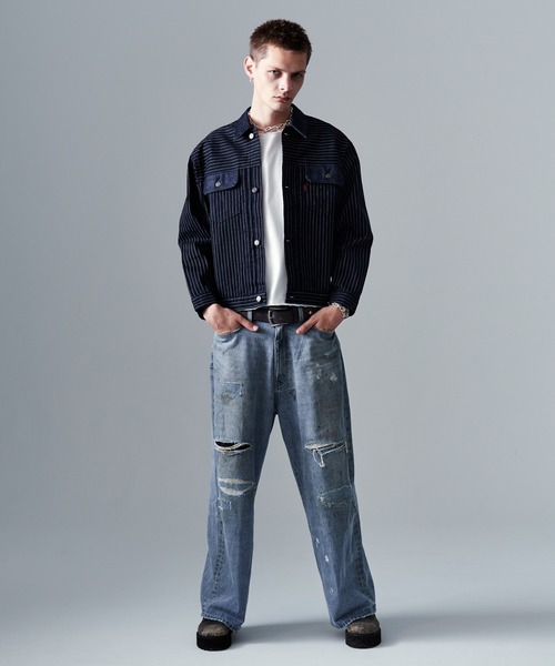 glamb（グラム）の「Blue Noise Denim Jacket / ブルーノイズデニムジャケット（デニムジャケット・メンズ・インディゴブルー/ストライプ・S/M/L）」の20枚目の写真