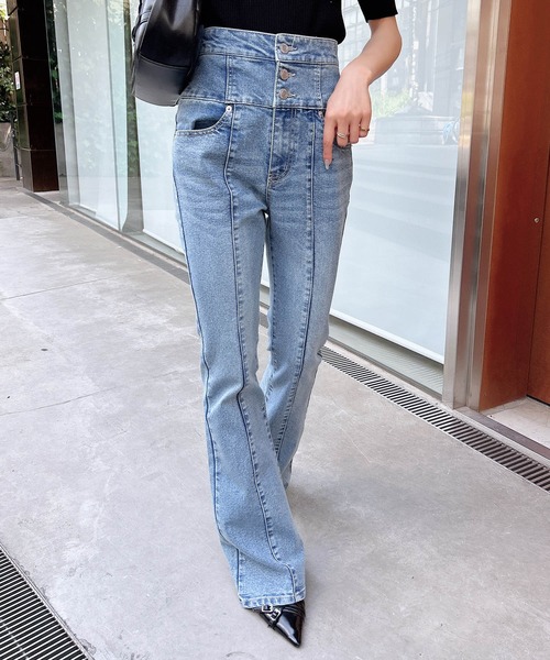 INGNI(イング)の「【WEB限定】前ボタンフレアデニムパンツ(デニムパンツ・レディース・グレー/ブルー系その他・S/M)」の8枚目の写真