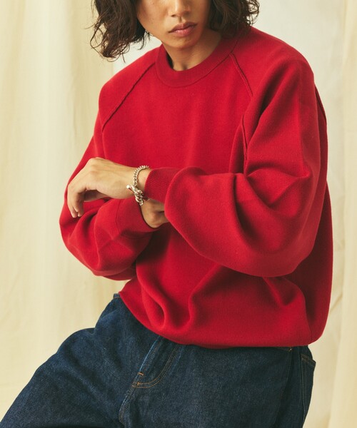 FREAK'S STORE（フリークスストア）の「限定展開 Relax Fit リラックスフィット スウェットライク クルーネック ニット（ニット/セーター・メンズ・ブラック/アッシュグレー/チャコールグレー/ネイビー/レッド/ブラウン・LARGE/MEDIUM）」の6枚目の写真