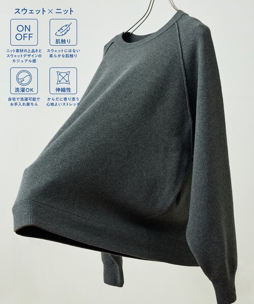 FREAK'S STORE（フリークスストア）の「限定展開 Relax Fit リラックスフィット スウェットライク クルーネック ニット（ニット/セーター・メンズ・ブラック/アッシュグレー/チャコールグレー/ネイビー/レッド/ブラウン・LARGE/MEDIUM）」の2枚目の写真