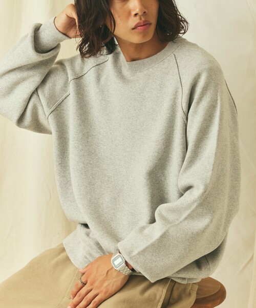 FREAK'S STORE（フリークスストア）の「限定展開 Relax Fit リラックスフィット スウェットライク クルーネック ニット（ニット/セーター・メンズ・ブラック/アッシュグレー/チャコールグレー/ネイビー/レッド/ブラウン・LARGE/MEDIUM）」の9枚目の写真