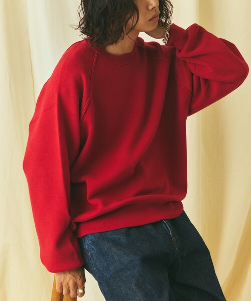 FREAK'S STORE（フリークスストア）の「限定展開 Relax Fit リラックスフィット スウェットライク クルーネック ニット（ニット/セーター・メンズ・ブラック/アッシュグレー/チャコールグレー/ネイビー/レッド/ブラウン・LARGE/MEDIUM）」の17枚目の写真