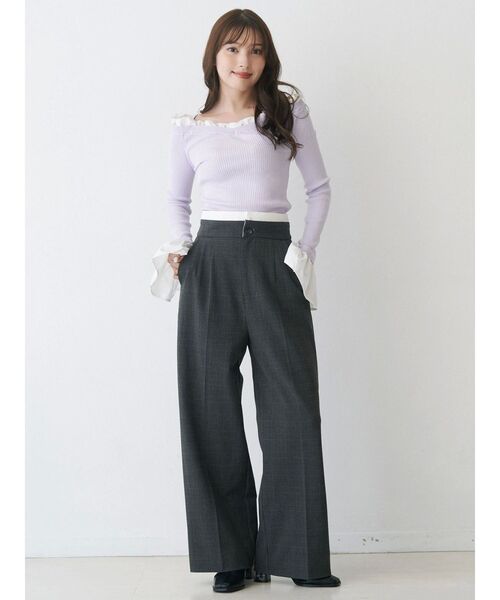 異素材フリルオフショルリブニット（ニット/セーター）｜MERCURYDUO