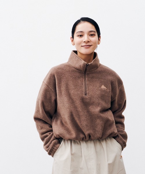 パフリースクロップドハーフジップ