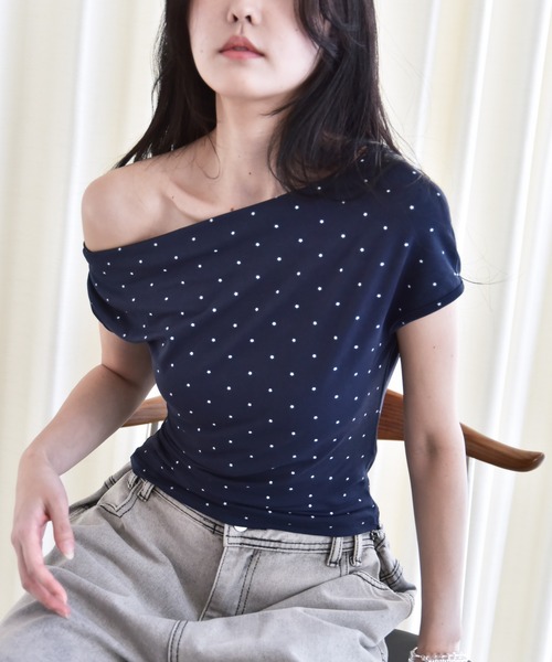 Y/lim（イリム）の「アシメドレープスタープリントフレンチTシャツ（Tシャツ/カットソー・レディース・オフホワイト/ネイビー・FREE）」の20枚目の写真