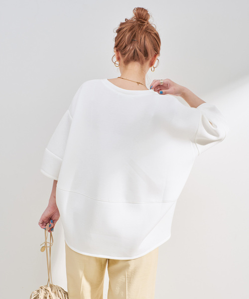 B.C STOCK(ベーセーストック)の「《追加3》手洗い可 / ダンボールハーフスリーブプルオーバー(Tシャツ/カットソー・レディース・ピンク/チャコールグレー/ホワイト/ネイビー・FREE)」の18枚目の写真