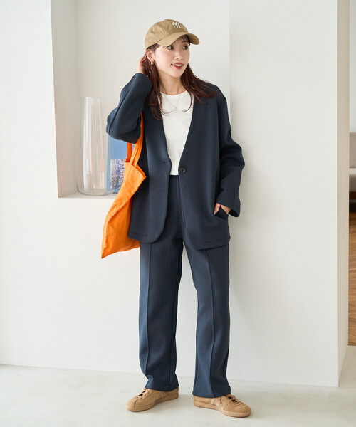 FREAK'S STORE（フリークスストア）の「限定展開　ダンボール シングル ジャケット セットアップ（ジャケット・パンツ）（セットアップ・レディース・ネイビー/ベージュ/グリーン/ブラック・MEDIUM/SMALL）」の7枚目の写真