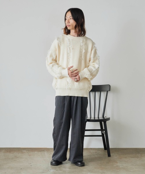 ROOPTOKYO(ループトウキョウ)の「Fringe Damage Design Knit/フリンジダメージデザインニット(ニット/セーター・レディース・ホワイト/ブラック・L/M)」の16枚目の写真