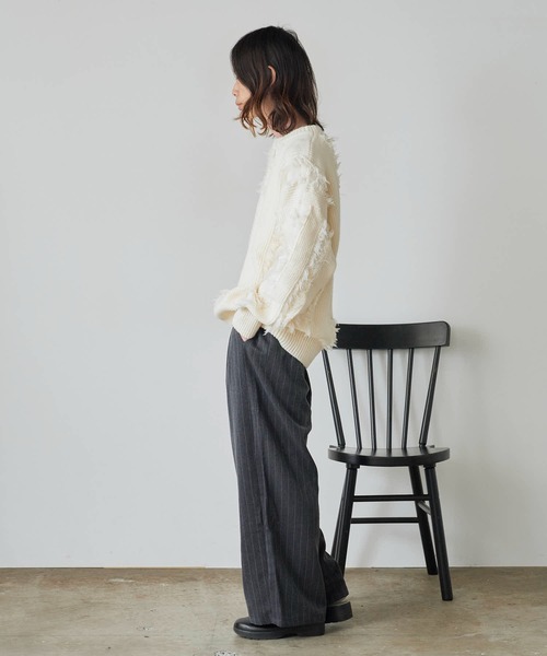 ROOPTOKYO(ループトウキョウ)の「Fringe Damage Design Knit/フリンジダメージデザインニット(ニット/セーター・レディース・ホワイト/ブラック・L/M)」の17枚目の写真