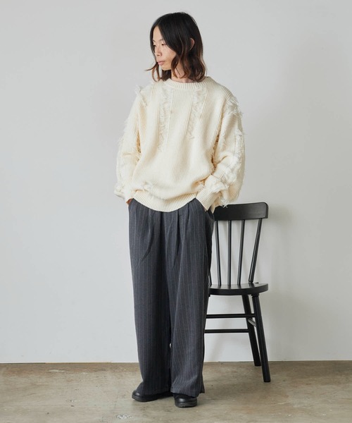 ROOPTOKYO(ループトウキョウ)の「Fringe Damage Design Knit/フリンジダメージデザインニット(ニット/セーター・レディース・ホワイト/ブラック・L/M)」の18枚目の写真