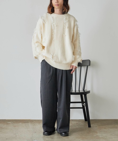 ROOPTOKYO(ループトウキョウ)の「Fringe Damage Design Knit/フリンジダメージデザインニット(ニット/セーター・レディース・ホワイト/ブラック・L/M)」の22枚目の写真