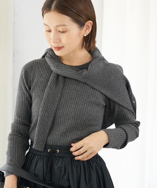 IENA イタリアヤーン RIB クルーネックプルオーバー セール】《追加》イタリア ヤーン RIB クループルオーバー（ニット