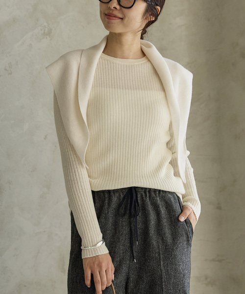 新品　IENA イタリア ヤーン RIB クループルオーバー セール】《追加》イタリア ヤーン RIB クループルオーバー（ニット