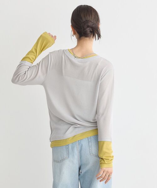 earth music&ecology(アースミュージックアンドエコロジー)の「レイヤードシアープルオーバー(Tシャツ/カットソー・レディース・ブラウン/オフホワイト/ライトグレー/ブラック・FREE)」の6枚目の写真