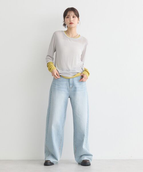 earth music&ecology(アースミュージックアンドエコロジー)の「レイヤードシアープルオーバー(Tシャツ/カットソー・レディース・ブラウン/オフホワイト/ライトグレー/ブラック・FREE)」の7枚目の写真