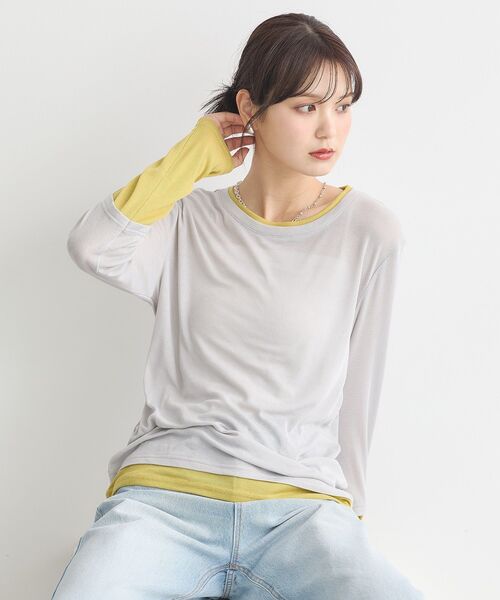 earth music&ecology(アースミュージックアンドエコロジー)の「レイヤードシアープルオーバー(Tシャツ/カットソー・レディース・ブラウン/オフホワイト/ライトグレー/ブラック・FREE)」の11枚目の写真