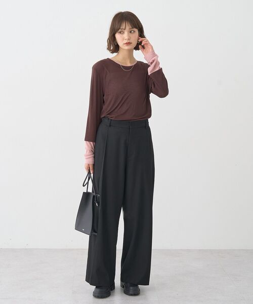 earth music&ecology(アースミュージックアンドエコロジー)の「レイヤードシアープルオーバー(Tシャツ/カットソー・レディース・ブラウン/オフホワイト/ライトグレー/ブラック・FREE)」の15枚目の写真