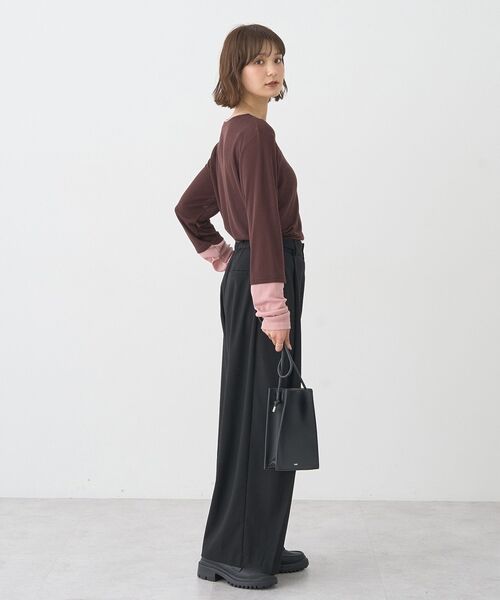 earth music&ecology(アースミュージックアンドエコロジー)の「レイヤードシアープルオーバー(Tシャツ/カットソー・レディース・ブラウン/オフホワイト/ライトグレー/ブラック・FREE)」の16枚目の写真