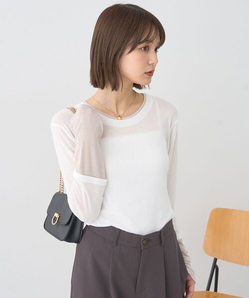 earth music&ecology(アースミュージックアンドエコロジー)の「レイヤードシアープルオーバー(Tシャツ/カットソー・レディース・ブラウン/オフホワイト/ライトグレー/ブラック・FREE)」の18枚目の写真