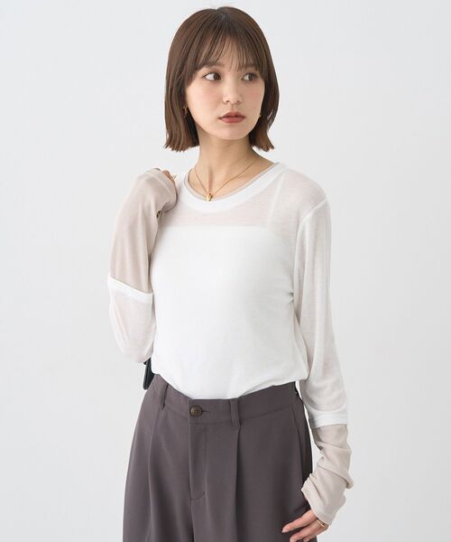 earth music&ecology(アースミュージックアンドエコロジー)の「レイヤードシアープルオーバー(Tシャツ/カットソー・レディース・ブラウン/オフホワイト/ライトグレー/ブラック・FREE)」の19枚目の写真