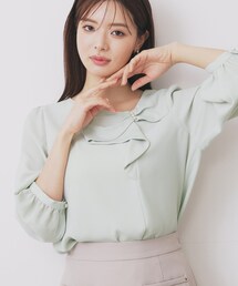 index | パール調リボンブラウス【洗濯機洗い可/イージーアイロン】(シャツ/ブラウス)