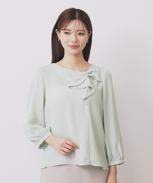 index（インデックス）の「パール調リボンブラウス【洗濯機洗い可/イージーアイロン】（シャツ/ブラウス・レディース・グリーン系/ネイビー/オフホワイト・36/42/38/40）」の16枚目の写真