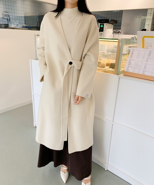 BANICO(バニコ)の「【BANICO】ノーカラーウールラップコート (AW)(その他アウター・レディース・オフホワイト・MEDIUM/SMALL)」の13枚目の写真