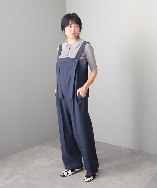 CRAFT STANDARD BOUTIQUE(クラフトスタンダードブティック)の「ワイドサロペットパンツ(サロペット/オーバーオール・レディース・チャコールグレー/ダークネイビー・FREE)」の2枚目の写真