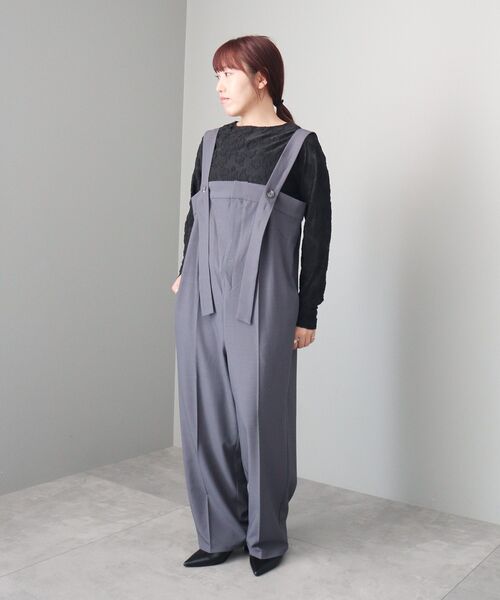 CRAFT STANDARD BOUTIQUE(クラフトスタンダードブティック)の「ワイドサロペットパンツ(サロペット/オーバーオール・レディース・チャコールグレー/ダークネイビー・FREE)」の5枚目の写真