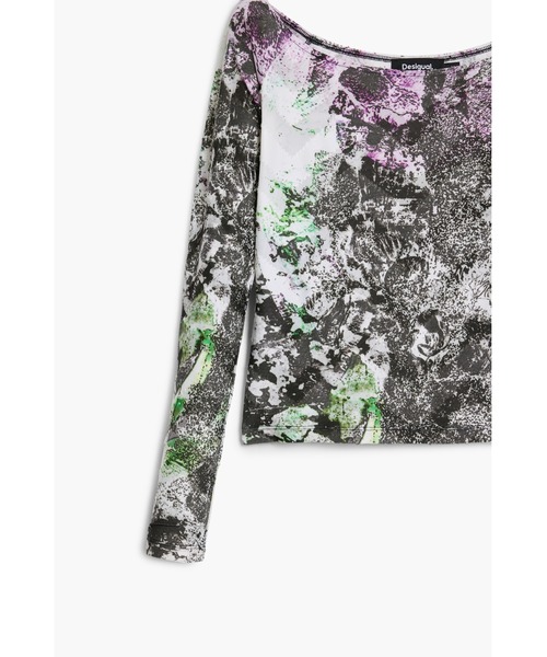 Desigual（デシグアル）の「クリスチャン・ラクロワ フローラルプリント ボートネック長袖Tシャツ（Tシャツ/カットソー・レディース・レッド・S/M/L/XL/XS）」の2枚目の写真