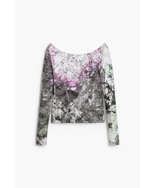 Desigual(デシグアル)の「クリスチャン・ラクロワ フローラルプリント ボートネック長袖Tシャツ(Tシャツ/カットソー・レディース・レッド・S/M/L/XL/XS)」の3枚目の写真