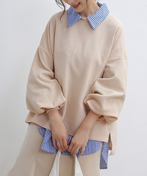 PATOU スウェット ベージュ バルーンスリーブ PATOU スウェット ベージュ バルーンスリーブ PATOU スウェット