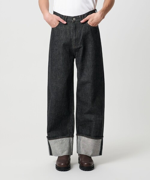 MONKEY TIME（モンキータイム）の「デニム ロールアップ バギー パンツ（デニムパンツ・メンズ・ブラック/ネイビー・S/M/L）」の2枚目の写真