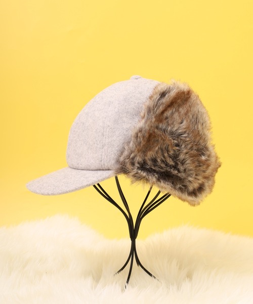 Ruben（ルーベン）の「RUBEN WOOL LIKED EARCOVER CAP ファー パイロットキャップ（キャップ・レディース・カーキ/ライトグレー/ブラック/ブラウン・FREE）」の2枚目の写真