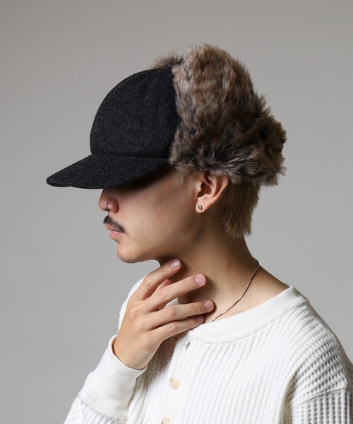 Ruben（ルーベン）の「RUBEN WOOL LIKED EARCOVER CAP ファー パイロットキャップ（キャップ・レディース・カーキ/ライトグレー/ブラック/ブラウン・FREE）」の7枚目の写真